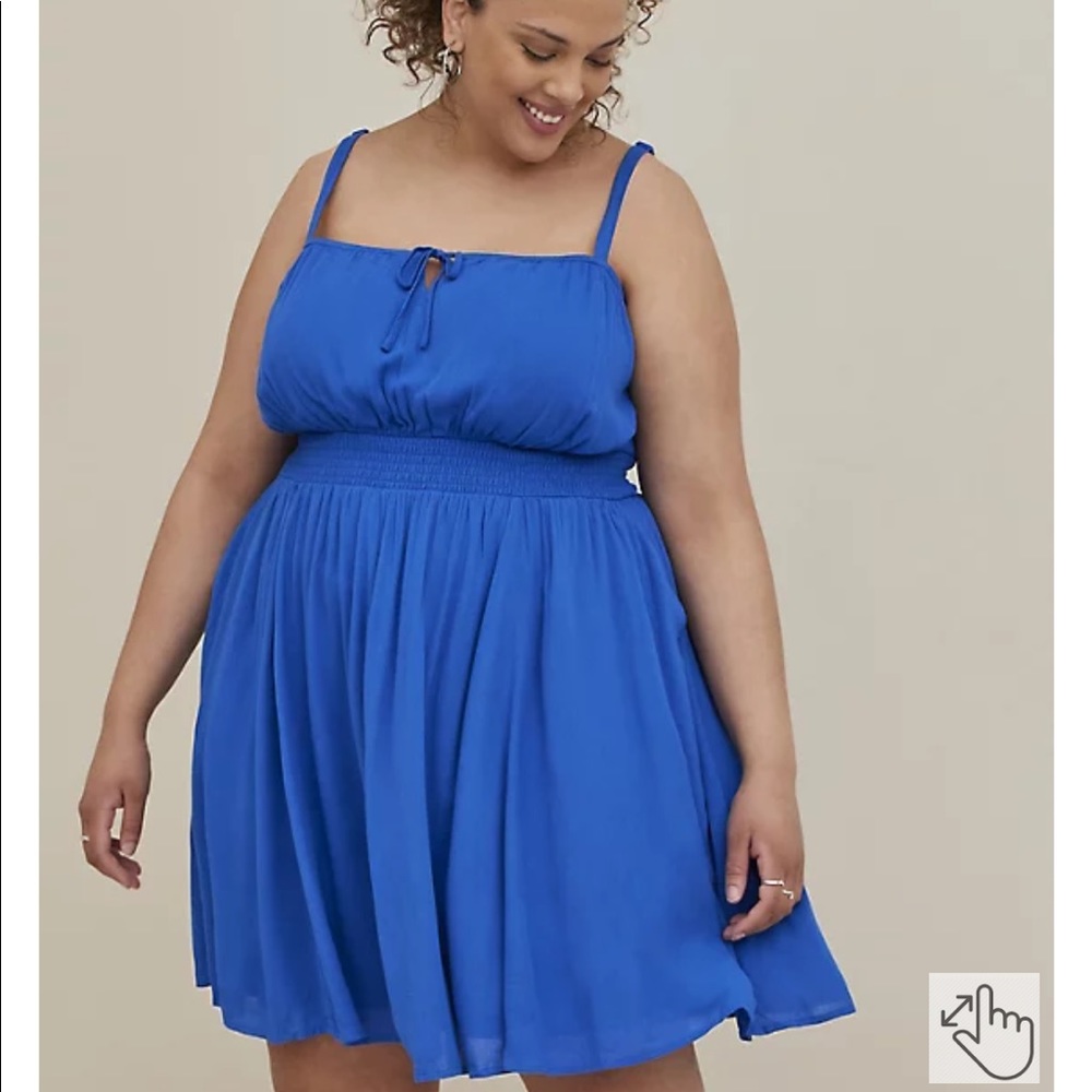 Blue Smocked Waist Dress
